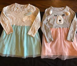 Carters Baby Girls Size 24 Months Lot Of 2 Long Sleeve dresses. THESE ARE both Size 24 months.First one is a light gray...