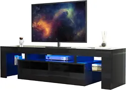 【Modern Style】Simple high gloss fronts and matte texture body make this tv stand both exclusive and durable. All...