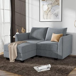 Modern L Shaped Sectional Sofa for Small Space Fabric Modular Sofa with Chaise Loveseat Sofa with Ottoman and Storage...