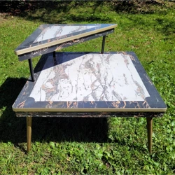 Minor wear on the Formica, see photos. Colors are pink, black and white.