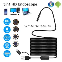 1 x 3 in 1 USB Endoscope. Waterproof level: IP68. Connect to type-C, Micro-USB Android phone & PC USB with one...