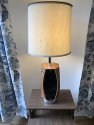 Mid-Century Modern Sculpted Walnut & Smoked Lucite Table Lamp by Lawrin. See all images for condition. This Lamp is...