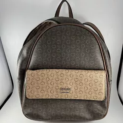 Gently Loved Brown/Beige Guess Leather Backpack. Condition is Pre-owned. Shipped with USPS Priority Mail.