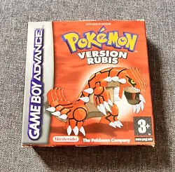Jeu Pokémon Version Rubis FRA en boîte,Game Boy AdvanceAvec sa boîte, la cale carton et même le plastique qui...