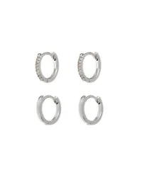 There is nothing quite as delicate and luxe as the Luv Aj Sorrento Huggie Hoop Earring Set in Rhodium with Swarovski...