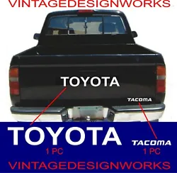 (1) TOYOTA DECAL + (1) TACOMA DECAL. TOYOTA TACOMA TAILGATE. Vinyl Decal Sticker Emblem Logo. White Vinyl Graphic.