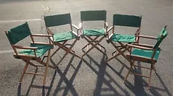 Set of 5 Vintage Green Fabric Folding / Directors Chairs. Ask about shipping and delivery from Clifton NJ or Boston...