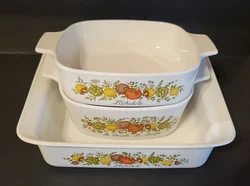 Vintage Corning ware Spice of life casserole baking dishes.   Lot of 3.  A-1-B  Lechalote 1 QT.  A-1-1/2 -B  11/2...