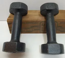 Nice set of vintage York 3 lb. dumbbells set. Not much paint ware.  Please see all pictures for condition.  We will...