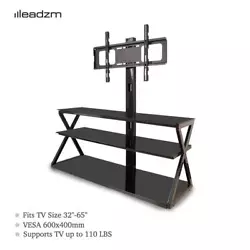 Tilt Range: ±30°. You should check the size of your TV. Smartly designed TV stand is very simple to put together....