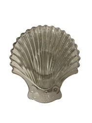 Clear Glass Sea Shell Candy Trinket Dish 7”x6”.