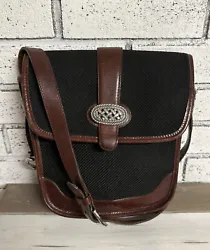 Brighton Vintage Shoulder Bag Brown /Black Leather Canvas Messenger Purse. Still in very good condition