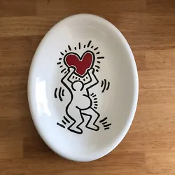 Keith Haring Pregnancy Inspired Ceramic Hand Painted Platter, Plate 12”x9”.
