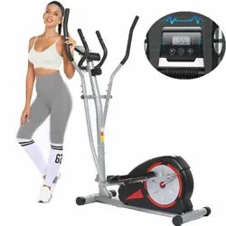 The magnetic brake system ensures the elliptical exercise machine operates quietly. The floor stabilizer can be...