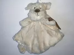 K. Luxe Baby Ivory Dog Security Blanket. Rattle inside head. Dog attached to a plush blanket.