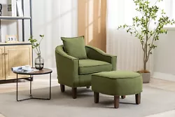 Accent Chair with Ottoman, Mid Century Modern Barrel Chair Upholstered Club Tub Round Arms Chair for Living Room. With...