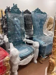 70’ King style Throne Chair. Teal color.