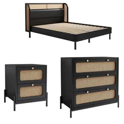[Elegant Aesthetic] Add a touch of elegance to your bedroom with this beautiful rattan bedroom set featuring a unique...
