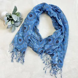 Coldwater Creek Blue Floral Fringe Scarf NEW Bohemian Medallion Casual $50. Brand new! Coldwater creek floral fringe...