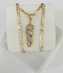 14K Gold Plated Saint Jude pendant 25” chain Medalla San Judas Oro laminado. Chain 26”Pendant 2,5”Direct from...