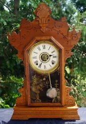 Antique 1880s - 90s Seth Thomas Gingerbread Mantle Clock. Features - VERY clean - Has a key, and a fancy pendulum....