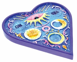 Colorful Ouija Planchette heart shaped incense burner. Pretty design on the front depicting a sun and moon as well as...