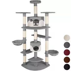 Arbre à Chat 201 cm FIPPI, Griffoir Grattoir, Sisal Tronc + Corde de jeu + Hamac 103 cm à 140 cm x 68 cm x 201 cm...