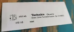 Technics Custom Schriftzug / Aufkleber. Version: Technics SL-1210 M5G schwarz / black.