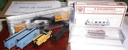 LOT BACHMANN ATLAS MICRO TRAIN ECHELLE MODEL POWER. LOCO TRACTEUR 030 BURLINGTON N°00066 EN BOITE. ATLAS WAGON CITERNE...