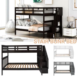 Four open shelves located beneath the attached staircase provide ample storage for your clothes and bedding. Slat kit...