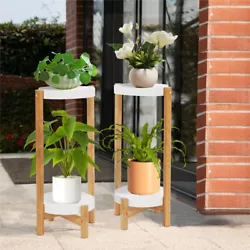 2 Pack Indoor Outdoor Plant Stand Flower Pot Vase Exhibition Shelf Holder 2 Tier.