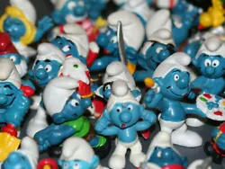 Most of these show very small amounts of wear, if any, or slight discoloration. Each Smurf pictured is the EXACT one...