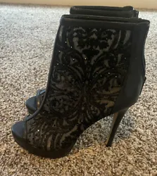 ALDO Black Gem Open Toe zip High Heel Ankle Boots Women’s Size 6.5. Excellent condition. Wore 1 time. Very...