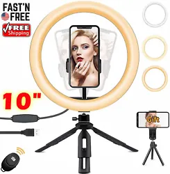 The LED ring light is especially useful when ambient light is insufficient. The LED ring light with stand and phone...