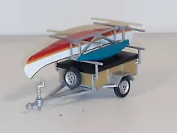 dcp/greenlight  silver single axle canoe/kayak utility trailer 1/64 new no box