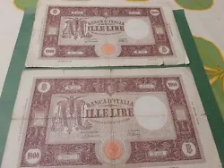 ITALIE 2 BILLETS 1000 LIRE 1943.