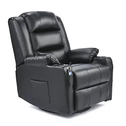 SWIVELING MASSAGE RECLINER : This inviting leather armchair is ready to provide the ultimate relaxation experience with...