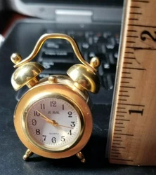 Small Solid Brass Desk Clock - runs, keeps time, new battery.