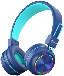 iClever BTH03 Kids Headphones, Colorful LED Lights Kids Wireless Headphones with MIC, 25H Playtime, Stereo Sound,...