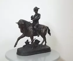 Alte XL Benje Bronze / Statue / Skulptur / Reiterstandbild. Military Horse / Soldat auf Pferd / Art Dèco / 40er Jahre....
