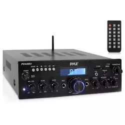 Desktop Audio Mini Power Amplifier. Built-in Bluetooth for Wireless Music Streaming. FM Radio with LCD Digital Display....