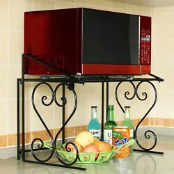 This is a wrought iron oven storage rack that has been designed to sit over kitchen appliances giving space for kitchen...