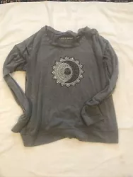 LIFE IS GOOD LS Supreme Blend Scoop Pullover CELESTIAL Embroidered Gray Womens S. No condition issues