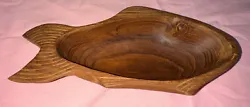 Vintage Wooden Fish Serving Bowl made in Thailand #6Y.