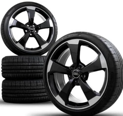 4 jantes neuves look Rotor NOIR / BLACK POLISH 5x112.