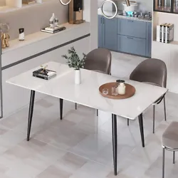 6-Person Rectangular Marble Dining Table Kitchen Table Breakfast Nook Furniture.
