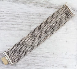 Sterling Silver 925 9 Strand Flex Chain Bracelet 14K 7.5