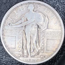 1917 D type 1 Standing Liberty Quarter. Full shield. Key Date. Low Mintage.Denver Mint had a very low mintage in 1917....