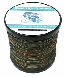 Reaction Tackle High Performance GREEN Camouflage Braided Fishing Line. Reaction Tackle 4 and 8 strand braided fishing...