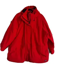 Lands End Red Squall Parka Women’s Jacket Hooded Waterpf& Windprood 3xl.